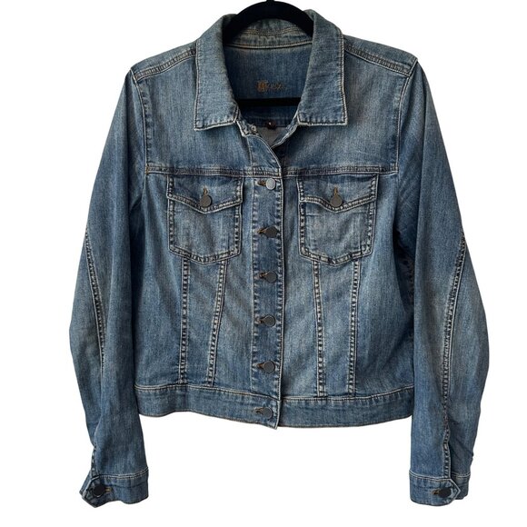 Kut From The Kloth Womens HELENA  Denim Jean Jacket Large Button Front Classic B - Picture 1 of 8